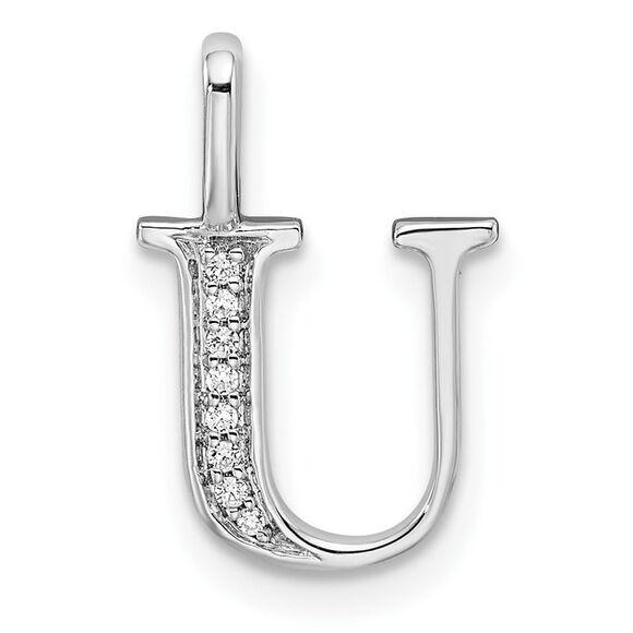 Kazi Luxury 14K White Gold Diamond Letter U Initial Pendant